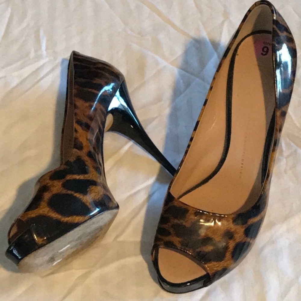 GIUSEPPE ZANOTTI peep toe leopard print pumps 9